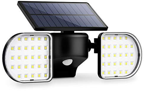 Luce Solare LED Esterno OUSFOT IP65 Faro Led Esterno con Pannello Solare Faretto Led da Esterno Solare con Sensore di Movimento 360°Regolabile Luci Solari Esterno per Giardino Parete