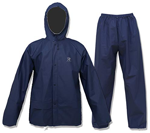 ZOEGO Ultra-Lite Rain Suit for Men Women Waterproof Protective Rain Coat with Pants 2 Pieces Rain Gear(Navy,XXL)