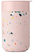 W&P Porter Ceramic Mug w/Protective Silicone Sleeve, Terrazzo Blush 16 Ounces On-the-Go Reusable Cup for Coffee or Tea Portable Dishwasher Safe