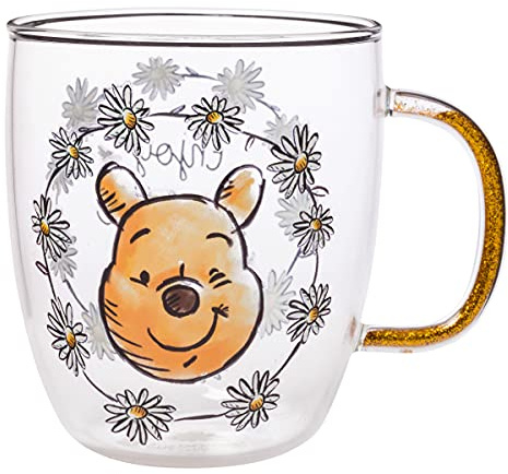 Silver Buffalo Winnie Puuh Everyone the Little Things Glasbecher mit Glitzergriff, 400 ml