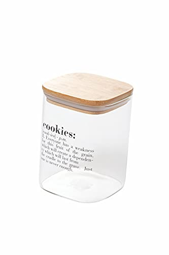 Villa d’Este Home Tivoli Victionary Cookies-Tarro de Cristal con Tapa de bambú, Capacità: 1 l Misure: l. 10 x p. 10 x h. 14,5 cm
