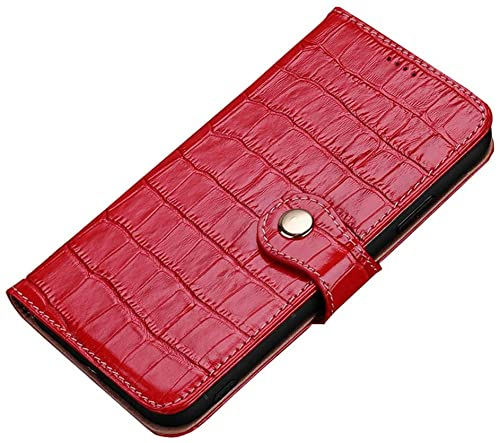KKFAUS Echtes Leder, Klapphandy-Schutzhülle, Krokodil-Textur [Ständer] [Kartenhalter] stoßfeste Schutzhülle für Apple iPhone 12 Mini (2020) 5,4 Zoll (Farbe: Rot)