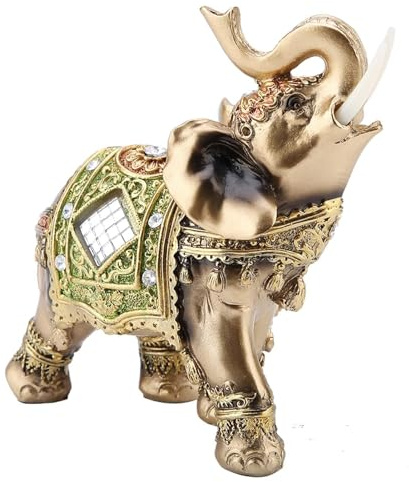 Beufee Figuras de Estatua de Elefante, Feng Shui Estatua de Elefante de la Suerte Figuras Decorativas de Elefante de Resina Escultura de Elefante Estatuilla de la Suerte de la Riqueza(XL)
