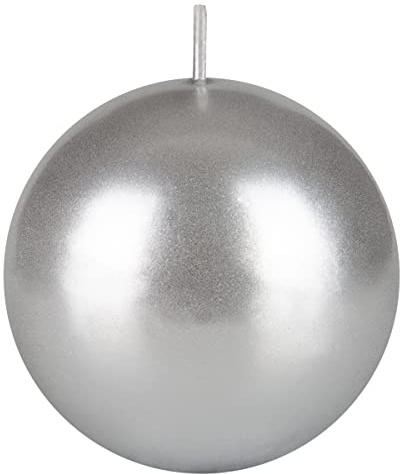 Mega Candles 1 pc Unscented Silver Ball Round Candles, Hand Poured Premium Wax Candle 4 Inch x 4 Inch, Home Décor, Wedding Receptions, Occasions, Events, Festivities, Meditations, Relaxation