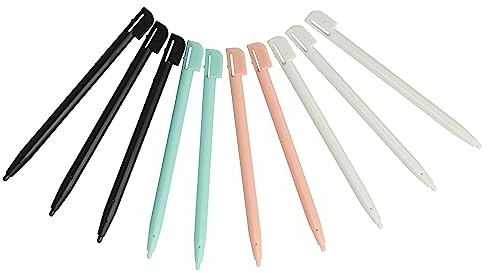 vhbw 10x Stylos de Saisie Compatible avec Nintendo 3DS, DS Lite Console de Jeux - Noir/Rose/Blanc/Turquoise