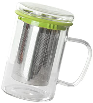 Cabilock Wasser-teebecher 350 Ml Glas-teetasse Mit Sieb Tee-ei Hitzebeständige Glastasse Für Zuhause Und Büro Grün
