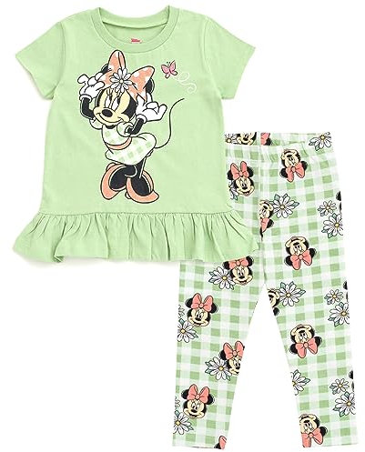 Disney Minnie Mouse Peplum Set aus T-Shirt und Leggings für kleine bis große Jungen, Grün, Größe 6, Grün, 6