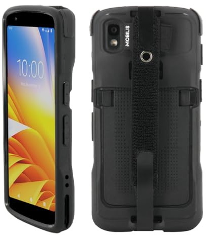 Mobilis Guscio Protettivo per Zebra TC22 & TC27, Custodia Robusta per Computer Mobile con Fascia di presa e Supporto per Stilo, compatibile con la Stazione di Ricarica, Nero