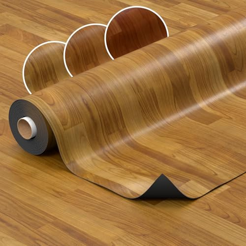 PVC Bodenbelag Vinylboden Meterware in Holzoptik Fußbodenbelag Auslegware Vinyl für Küche Wohnzimmer Badezimmer Anti-Rutsch 140cm Breite Buche 160x140cm