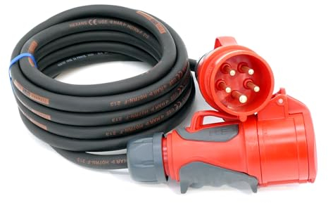 CEE Starkstromkabel (1,5m-50m) 16A Verlängerungskabel Titanex H07RN-F 5x2,5mm² mit PCE Grip Stecker und Kupplung, Business-Line von Event-Kabel (5 Meter)