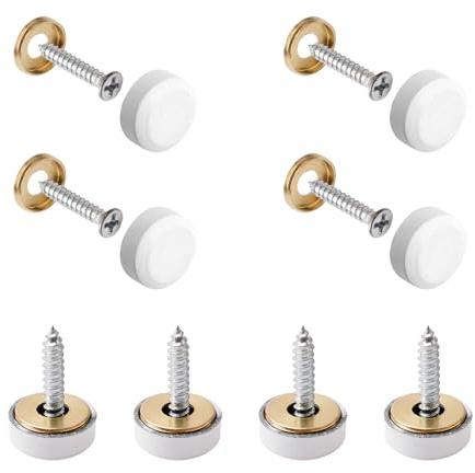 INCREWAY Mirror Screws,16 Sets 16mm Copper Mirror Polished Mirror Nails with Decorative Caps Covers,White