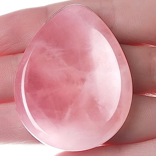XIANNVXI Pierre en Forme de Goutte Quartz Rose Pierre Naturelle Cristaux de Guérison Pierre de Paume pour Méditation, Relaxation, Équilibrage