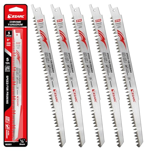 EZARC Lama per sega alternativa per potatura del legno da 225mm, lame per sega per potatura con denti rettificati Fleam per potatura alberi, taglio legno/legno bagnato, 5 pezzi