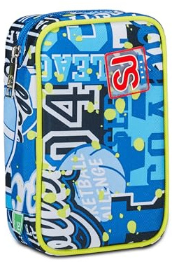 SJ Gang Astuccio Scuola Speed Case, Blu, Portapenne Mono Scomparto Con Plance Amovibili e Penne, Matite, Colori, Accessori Zaino, Elementari, Medie, Bambino