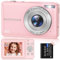 FHD 1080P 44MP Digital Camera - Compact Vlogging Camera with 16X Digital Zoom, 2.4 LCD, Rechargeable - Perfect for Kids, Adults, Teenagers, Girls, Boys (Pink)