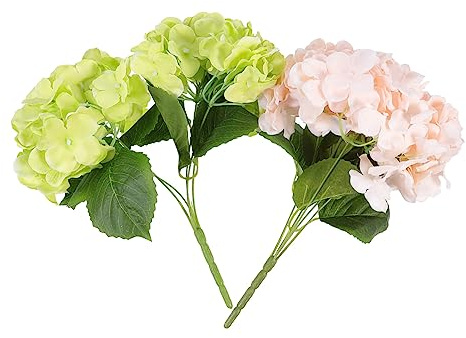 Yardenfun 2piezas Ramos De Flores Artificiales De Hortensia Champán para Decoración De Bodas Fiestas y Hogar Flores De Seda para Estilo Moderno y Relajante