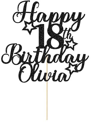 Personalised Happy Birthday Cake Topper Party Cake Decoration Customised with Any Age Name Cake Toppers for Men Boys Women Girls 16th 18th 20th 21st 30th 40th 50th 60th(Black)