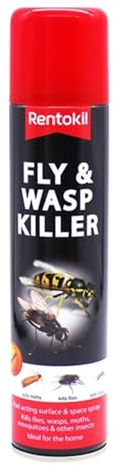 Rentokil Fly and Wasp Killer Spray 300ml Pack of 1 Fast Acting Flying Insects Moths Mosquitos Repellent Insecticide Indoor DIY Treatment with Welari Thank You Card | (1pack) (300ml)