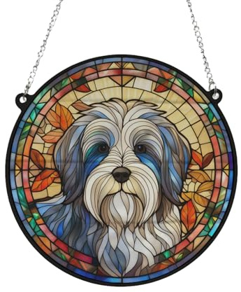 Tibetan Terrier Stained Glass Effect Suncatcher Gift for Dog Lovers - 13cm