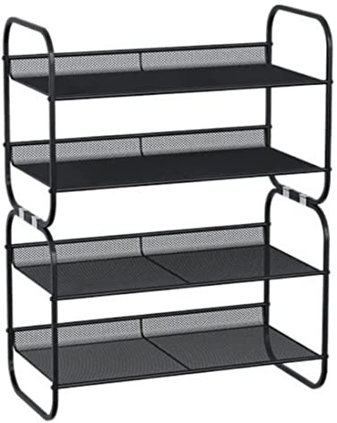 Generisch Schuh-Organizer, 4-stöckiges, stapelbar, stabiles, Metallgitter, Schuhaufbewahrung, Organizer für den Eingangsbereich, Wohnzimmer- (Farbe: Gold, Größe:
