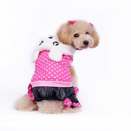 Gepunktete Hundebekleidung aus Baumwolle für Herbst und Winter, warme Hundebekleidung, Hundemantel, Hundekleidung, Haustierkleidung, Rosa, S (Rosa S)
