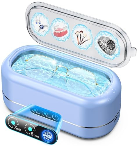 Seepark Professional Ultrasonic Jewelry Cleaner with Digital Timer, 50Khz Ultrasonic Cleaning Machine with 304 Stainless Steel for Jewelry, Glasses, Rings, Coins, Watch Bands
