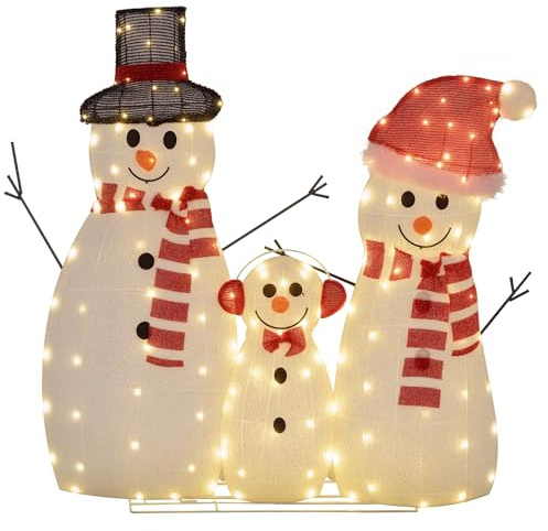 Outsunny LED Schneemann Weihnachtsdeko mit 148 warmweißen LEDs | Weihnachtsfigur, Weihnachtsbeleuchtung, Weihnachtsdekoration, für Außen & Innen