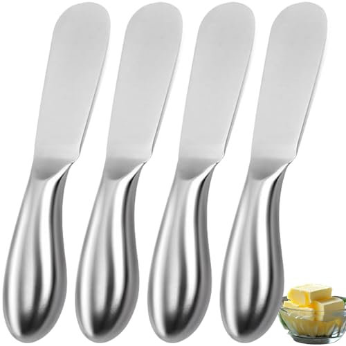 Coltello Burro,4pcs Coltello da Burro in Acciaio Inox,Coltelli Spalmatori di Formaggio,Spalmaburro,Coltello Per Spalmare,Coltello da Burro Multifunzione,Mini Set di Coltelli da Formaggio per Burro