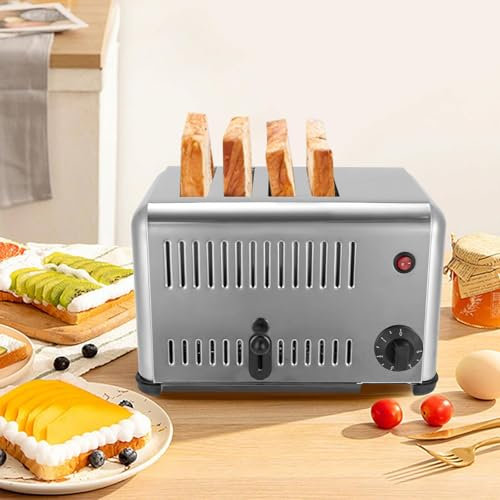 FJYAWEN Tostadora De 4/6 Rebanadas, Tostadora De Pan De 2240 W/3240 W, Tostadora De Ranuras De 1,1 Pulgadas De Ancho, 5 Configuraciones De Tostado De Pan, Tiempo De 1 a 5 Minutos,4Slot