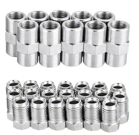 Easyhomie 20 Stück Verschraubungen und 10 Stück Verbinder Set für Ø 4,75mm Bremsrohr Bördel F