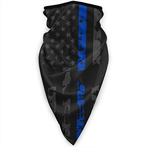 Gesichtsschutz Dünne Blaue Linie Polizei Distressed Totenkopf Schlauchschal Bequem Haarband Wind Staub Beweis Headwrap Für Motorradfahren, Camping, Yoga