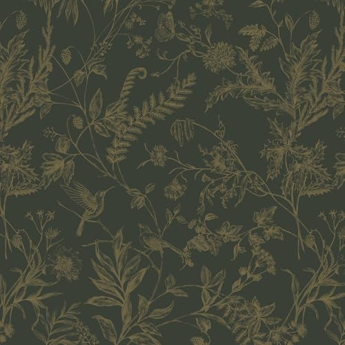 LiKiLiKi Klebefolie Möbel Grün Blumentapete 44×300 cm Vintage Selbstklebende Tapete Möbelfolie Abwaschbare und Wasserfest Klebetapete für Küche Schlafzimmer Schrank