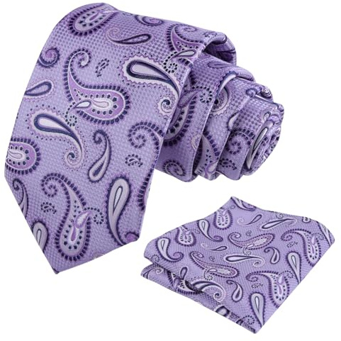 Alizeal Conjunto de Corbata de Paisley Floral y Pañuelo de Bolsillo para Hombre