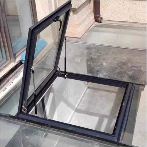 Toit Fenêtre de toit Puits de lumière en verre trempé de taille personnalisable, Trappe de toit familiale dans le grenier / salle de soleil / sous - sol, Vue manuelle toit fenêtres en aluminium(22x22i