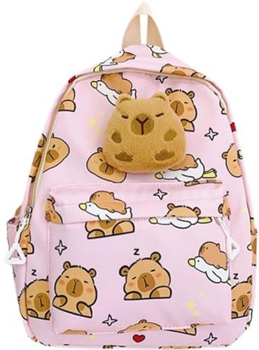 Wudaizhi Cartoon Capybara Backpack for Kids, Cute Capybara School Bag Funny Large Capacity Capybara Backpack Nylon Bag Student Laptop Bag for Teens Boys Girls