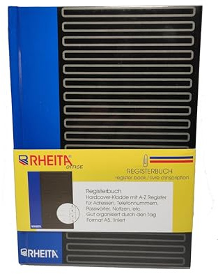 Rheita Registerbuch A5, Passwortbuch, Adressbuch Format DIN A5, liniert, Hardcover 96 Blatt (192 Seiten)