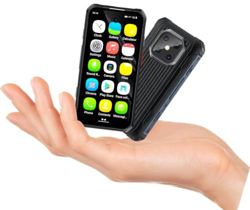 Mini Smartphone Robuste et Durable - Android 12, Batterie 3000mAh, Téléphone Durable de 3,88 Pouces, IP68/Étanche 4G Double Carte, GPS, OTC, Téléphone Débloqué Google Play (Noir, 6 Go + 128 Go)