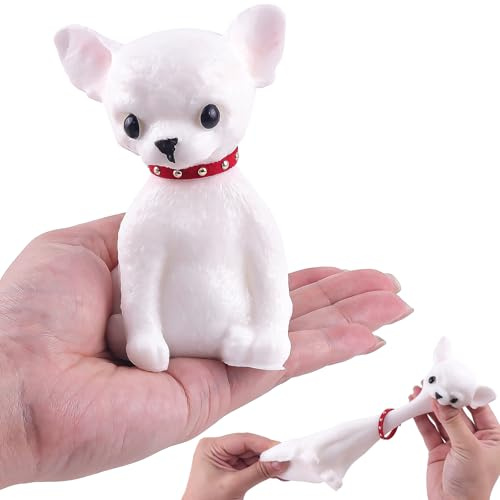 Anboor Kleines Hunde-Squishy-Spielzeug, realistisches, klebriges Hunde-Squishy-Spielzeug mit Kragen, Stressabbau-Spielzeug für Kinder und Erwachsene, Geburtstagsgeschenk für Autisten (8,9 cm)