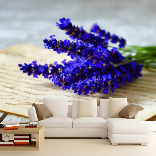 Genérico Fotomurales Decorativos Pared Elegante Vintage Lavanda, Púrpura Fotomural Decorativo para el Hogar 350 x 256 cm (An x Al) – Ldeal para Salón Dormitorio Oficina y Pared de TV