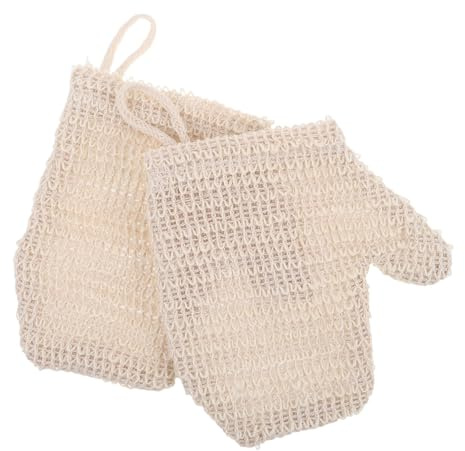 TOYZFRIENDY 2pcs Dual-sided Exfoliating Wash Gloves Lightweight Cotton Linen Bath Gloves for Shower Body Scrubber Gentle to Deep Cleaning Mitts for Men Women Portable Skin Exfoliator