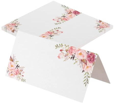 sourcing map 20 tarjetas de lugar de tienda de campaña con nombre de asiento de mesa con 10 x 10 cm en blanco para bodas, mesas, cenas, festivales, patrón de doble flor