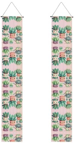 Bonitas pancartas de porche impresas con plantas suculentas, pancartas decorativas colgantes, adecuadas para decoraciones de fiestas en interiores y exteriores.