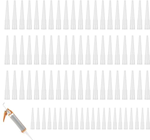 80 Pcs Silicone Tube Nozzless, Plastic Screw on Caulking Gun Replacement Nozzlee, Universal Caulk Caulking Nozzle for Cartridge Gun Sealing Sealant Tool (White)