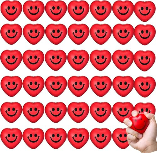 Anti Stress Spielzeug Bälle,10 PCS Herzform Stressball,5cm Lächeln Lustige Gesicht,Stressabbau Spielzeug Mitgebsel Gastgeschenke Weihnachten,Rot Valentinstag Herz Stress Kugeln