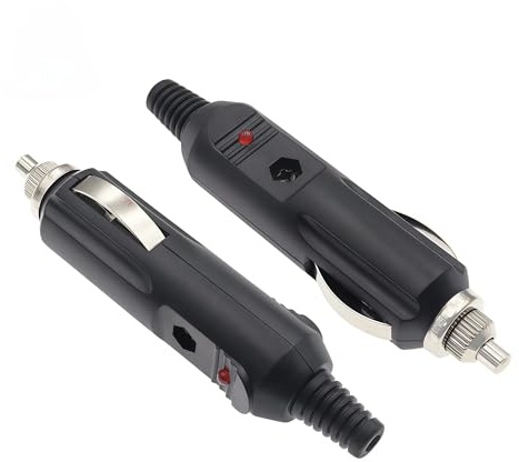 AURUM Zigarettenanzünder Stecker 12V/24V (2er-Pack) Ersatz KFZ Stecker mit 10A Sicherung und hitzebeständiger LED Zigarettenanzünder Stecker 12V für Auto, LKW, Kühler und Staubsauger