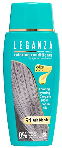 LEGANZA | Bálsamo Colorante Natural para el Cabello Color Rubio Ceniza Nº 94 | Tinte Sin Amoniaco | Enriquecido con Aceites Naturales | baño de color | cubre canas | 150ML