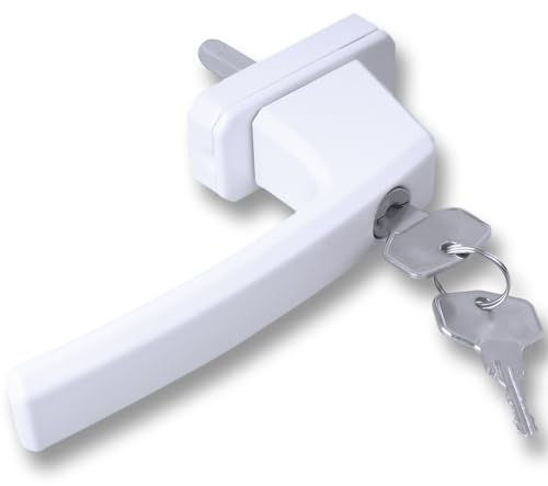 Stahlia Abschließbare Fenstergriffe Aluminium (1 Stück) Weiß quadratisch Druckknöpfe Balkontürgriff Fenstersicherung Fensterbeschläge Fensterschloss