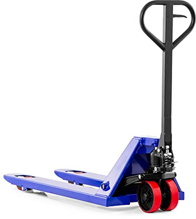 Pallit Hubwagen 2500 kg Tragkraft 1150mm Gabellänge PU Rollen Five-S Palettenwagen Gabelhubwagen Handhubwagen aus Stahl Singlebereifung blau