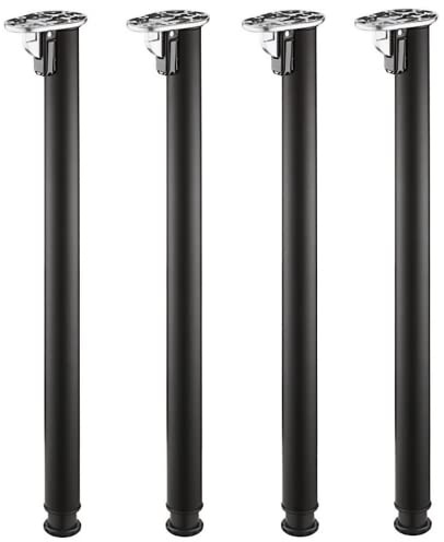 Gedotec Gambe per tavolo pieghevoli | Colore Nero Opaco | Piedini regolabili in altezza | Altezza 705 mm | Diametro tubo 50 mm | Portata 100 kg | Piedini pieghevoli rotondi | 4 Pezzi
