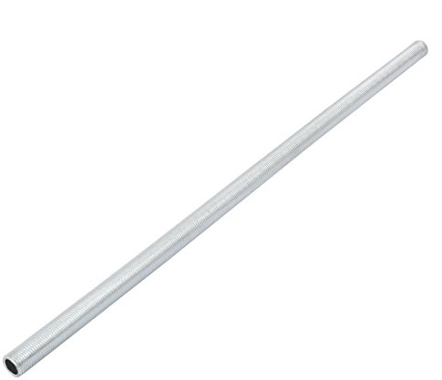 sourcing map Tige Filetée Creuse M10 Tube Filete Filetage 300mm Longueur Supérficiel Lampe Tuyau Mamelon pour Réparation Luminaire Lampe Lustre Zingué Argenté